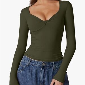 Elegant Green Long Sleeve Top